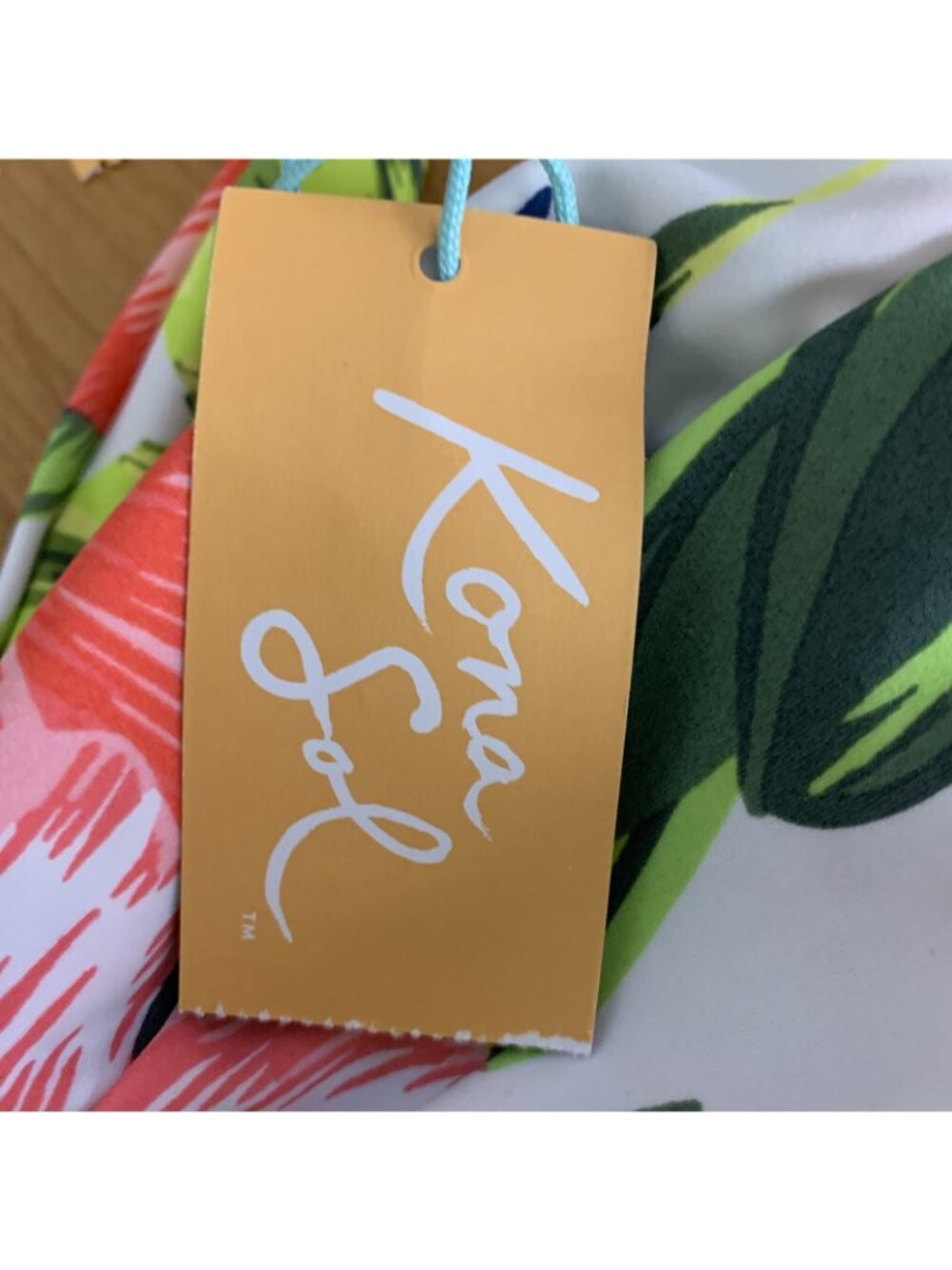 Kona Sol Bikini Top sz S Pink Green Hawaiin Floral Y2K Tropical Resort NEW QK59 - Picture 6 of 11